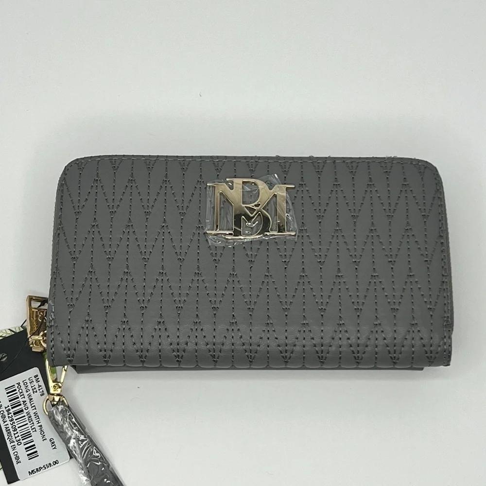 🩶Badgley Mischka Grey Long Wallet w/ Phone Pocket & Wristlet NWT!!‎